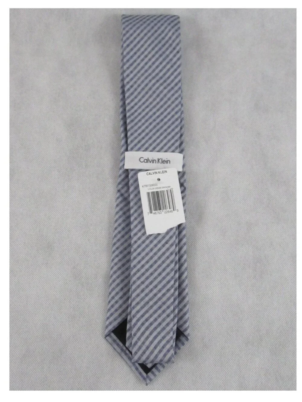 Calvin Klein Men's 3'' Silk Blend Neck Tie, Blue Denim Gingham , One Size